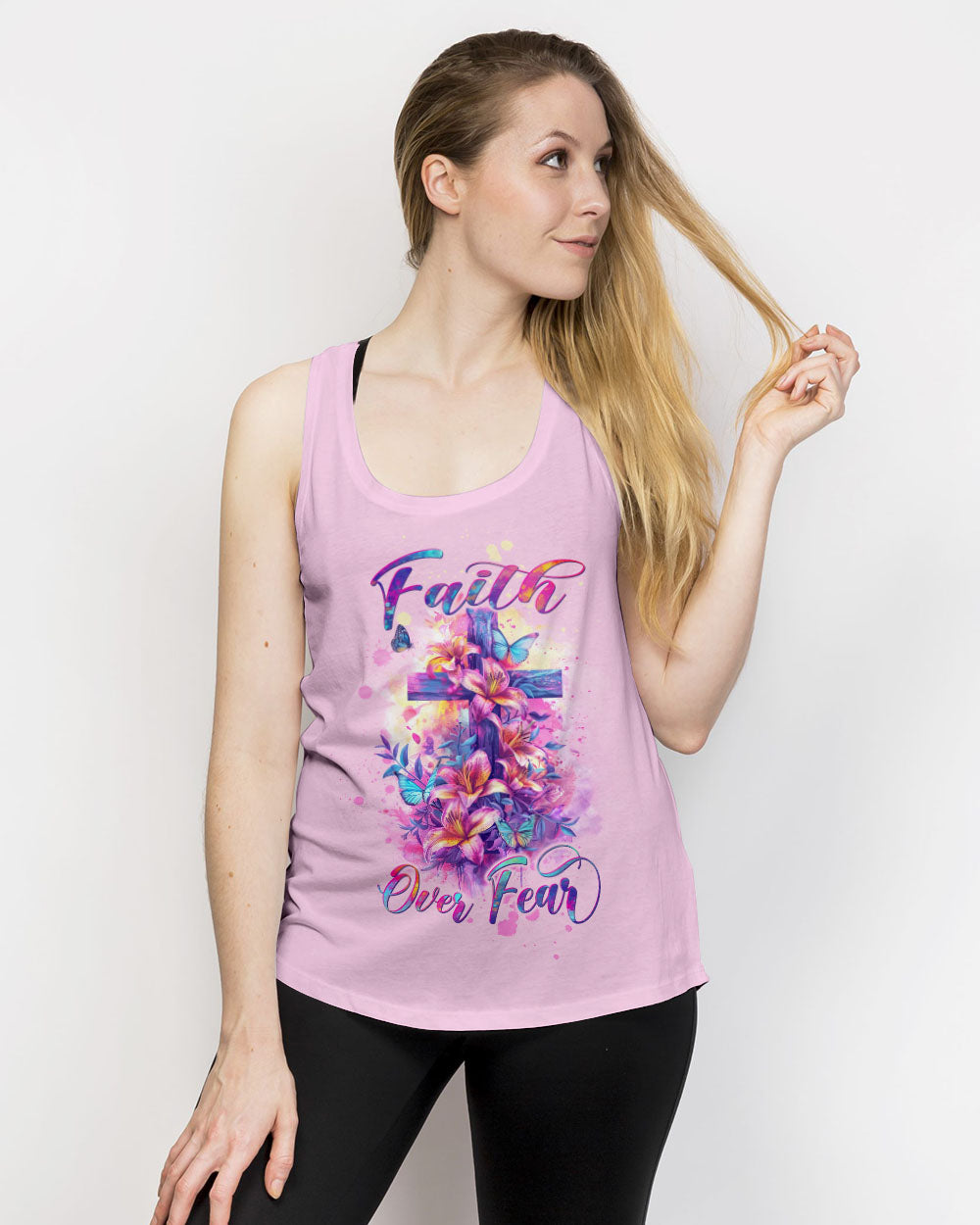 Faith Over Fear Cross Lilies Women's All Over Print Shirt - Tltw1503245