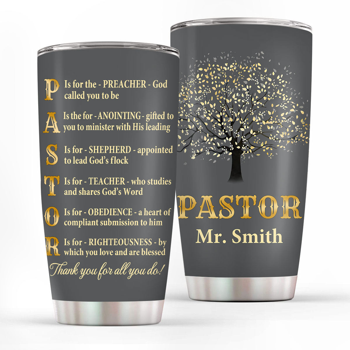 Christian Faith Gifts | Stainless Steel Tumbler | Thank You Pastor SSTNAM1002B