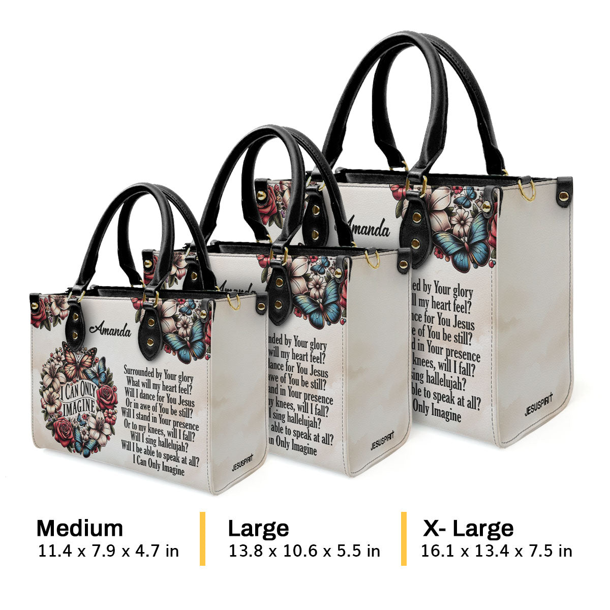 Personalized Leather Handbag With Zipper | I Can Only Imagine LHBHN683