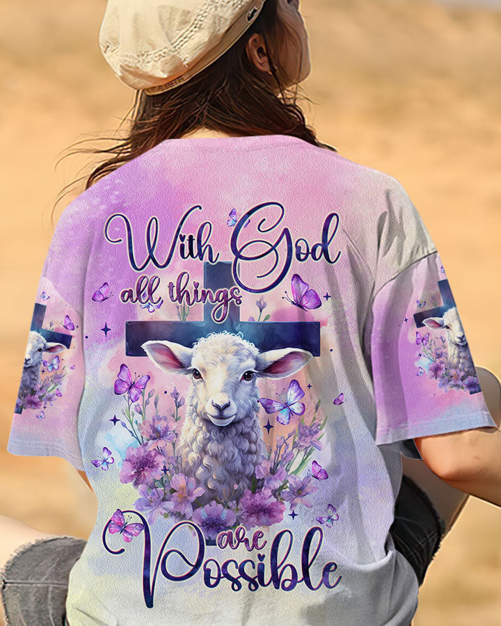 With God All Things Are Possible Lamb Women's All Over Print Shirt - Tltw0910235