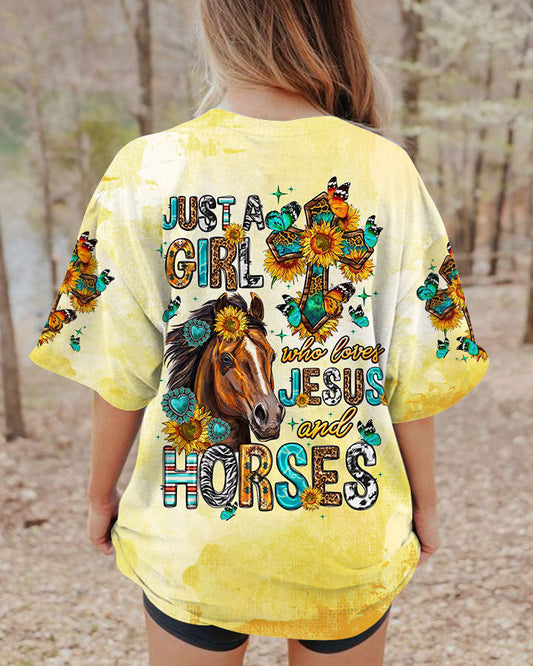 Just A Girl Who Loves Jesus And Horses Women's All Over Print Shirt - Tltw0807236