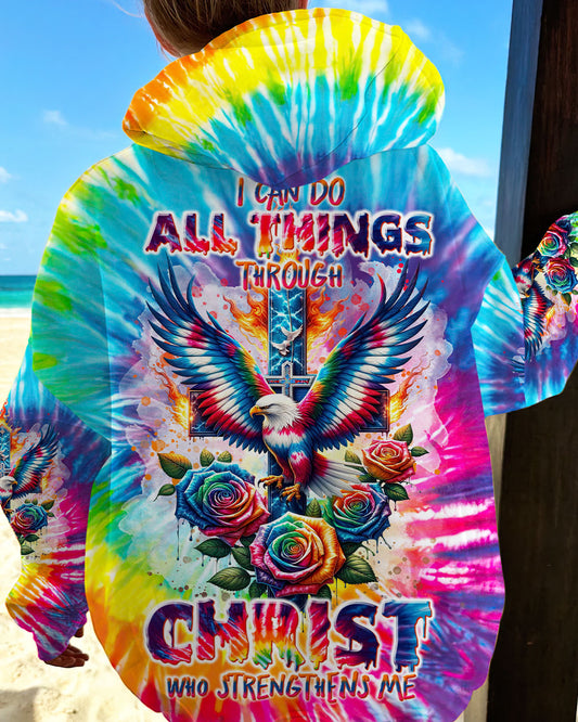 I Can Do All Things Cross Eagle Tie Dye Women's All Over Print Shirt - Tlnt2201242