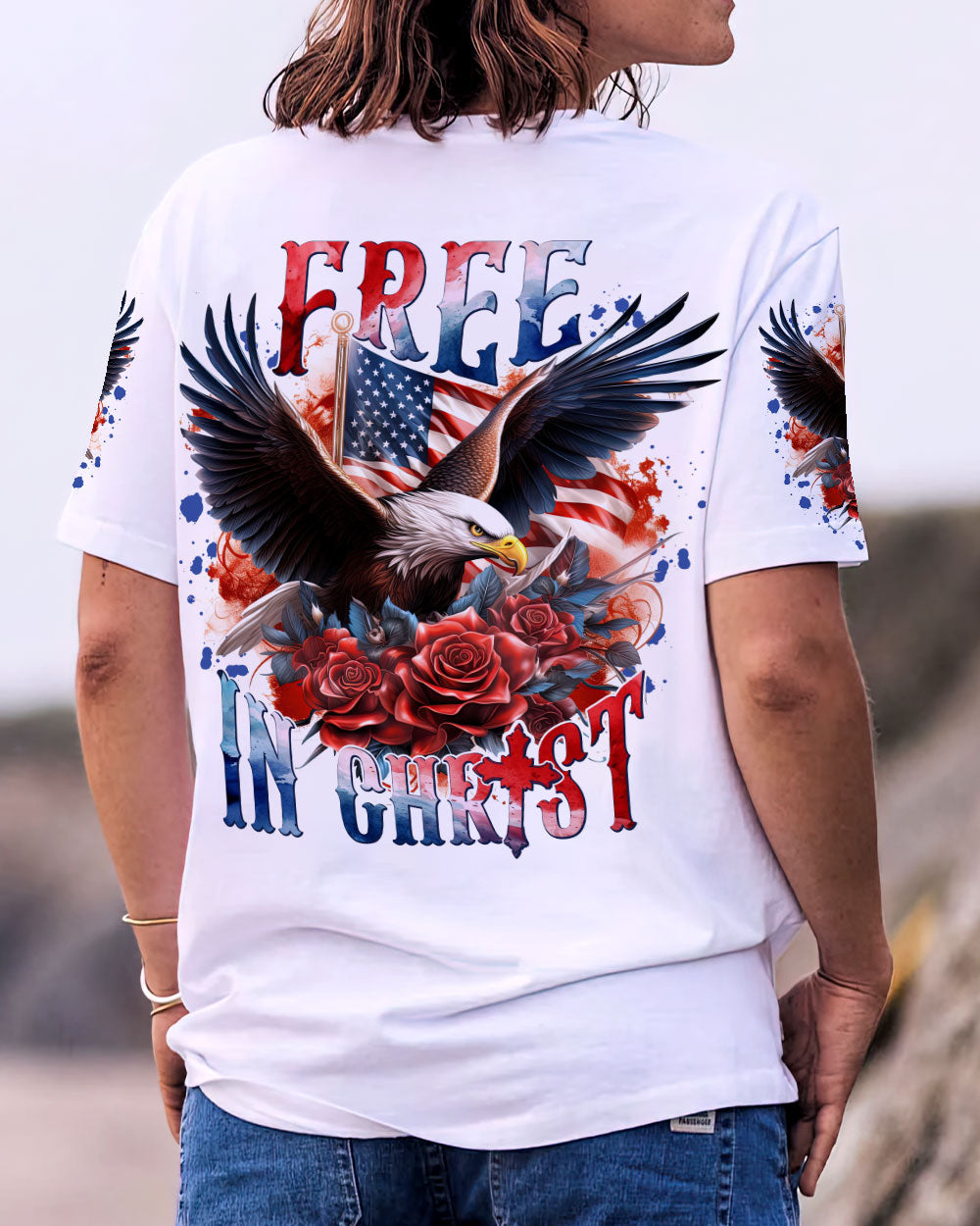 Free In Christ Eagle Women's All Over Print Shirt - Tlnt1807232