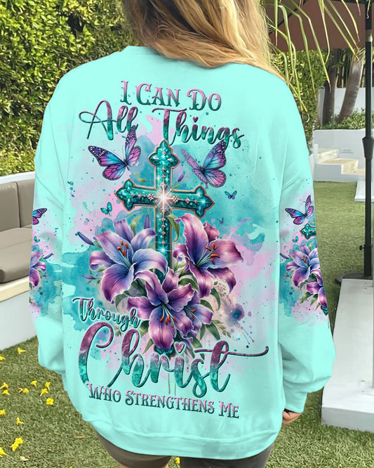 I Can Do All Things Through Christ Cross Lilies Flower Women's All Over Print Shirt - Tlnt2811234