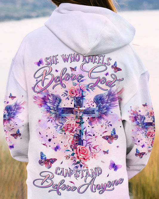 She Who Kneels Before God Cross Wings Women's All Over Print Shirt - Tltr0203241