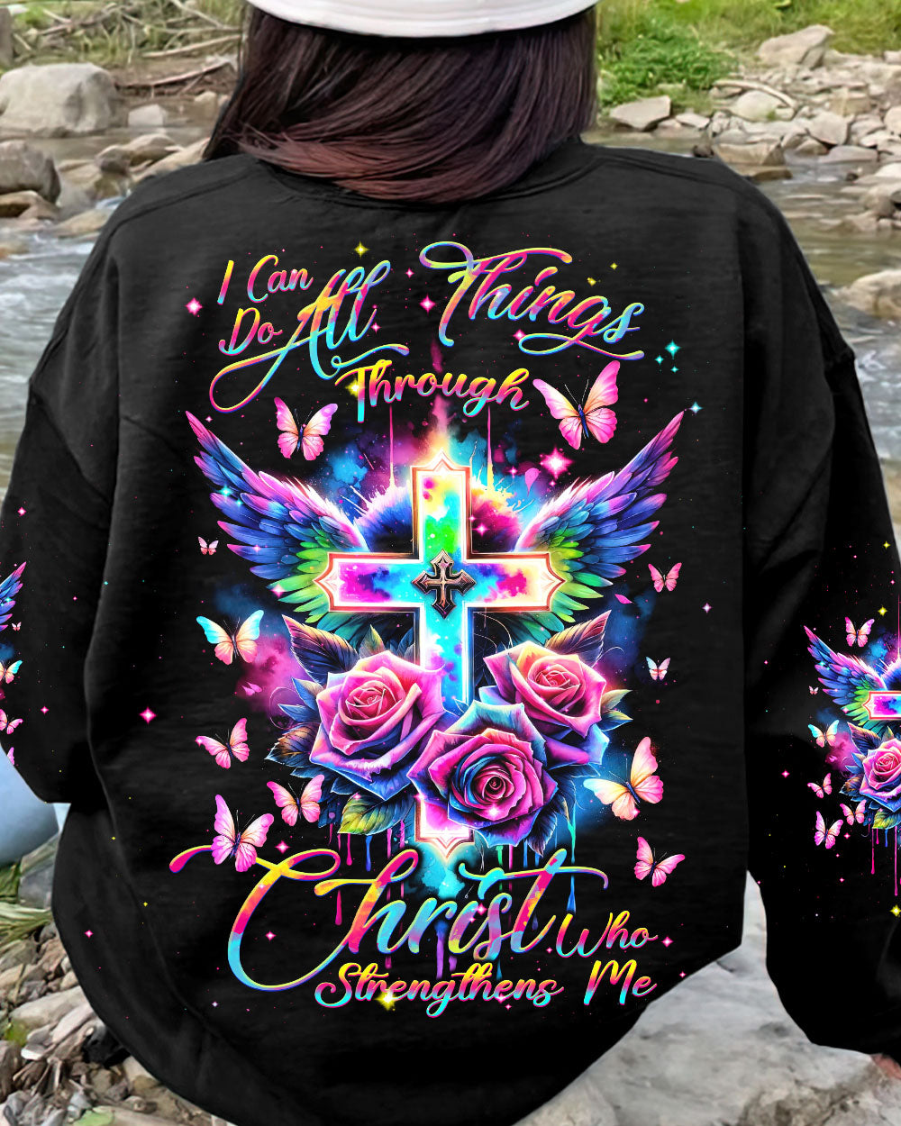 I Can Do All Things Through Christ Wings Colorful Women's All Over Print Shirt - Tlnt2812231