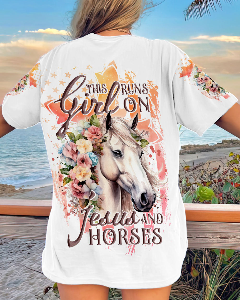 Runs On Jesus And Horses Women's All Over Print Shirt - Tlnt1907234