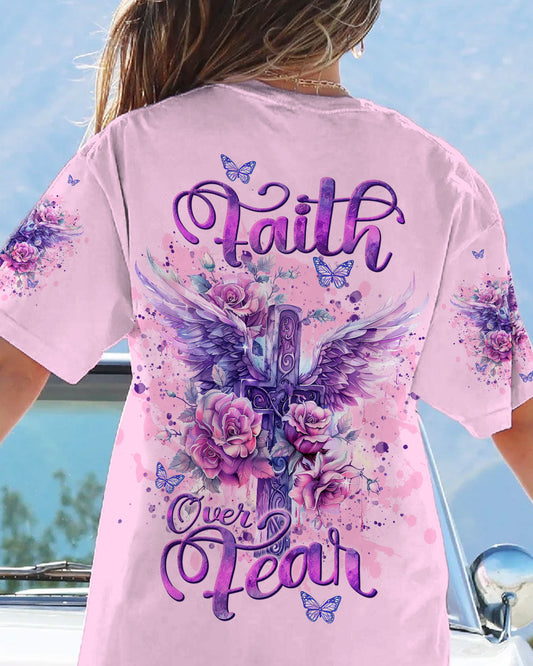 Faith Over Fear Cross Wings Women's All Over Print Shirt - Tlnt0403244