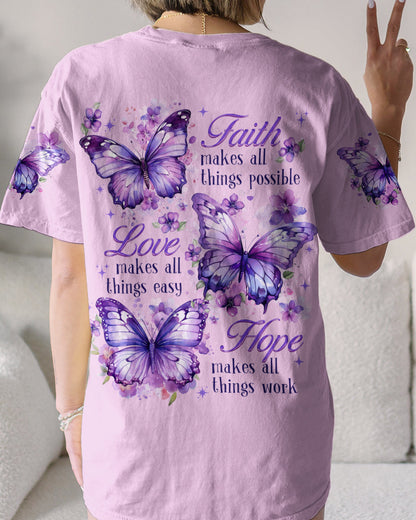 Faith Hope Love Butterflies Women's All Over Print Shirt - Tytd1208232