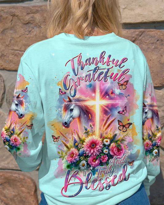 Thankful, Grateful and Truly Blessed Horse Women's All Over Print Shirt - Tlnt0501243