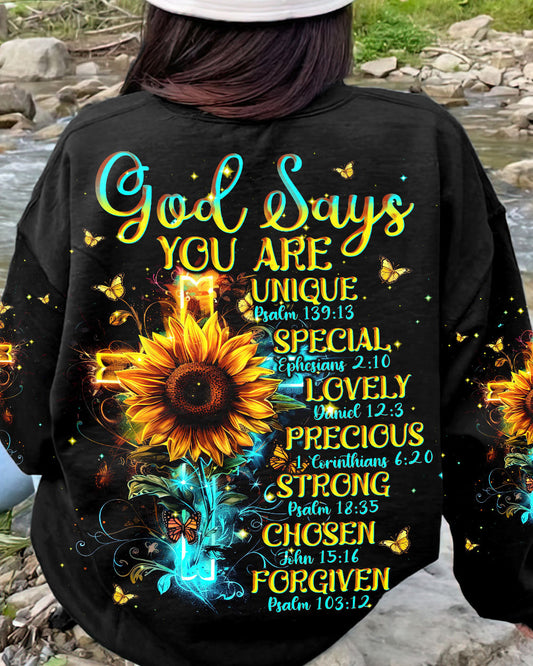 God Says You Are Sunflower Women's All Over Print Shirt - Tlnt1903243