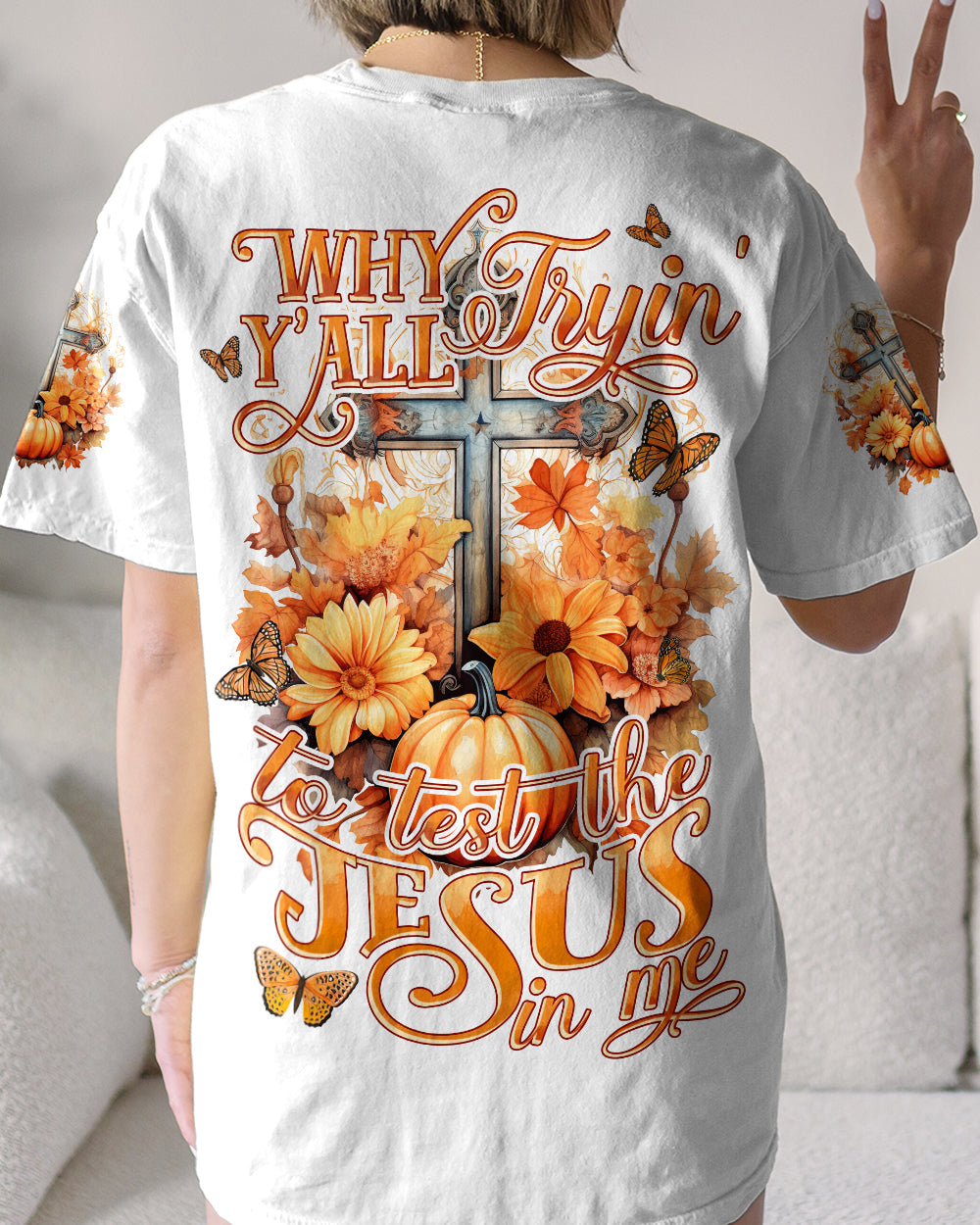 Why Y'all Trying To Test The Jesus In Me Women's All Over Print Shirt - Tytd2007231