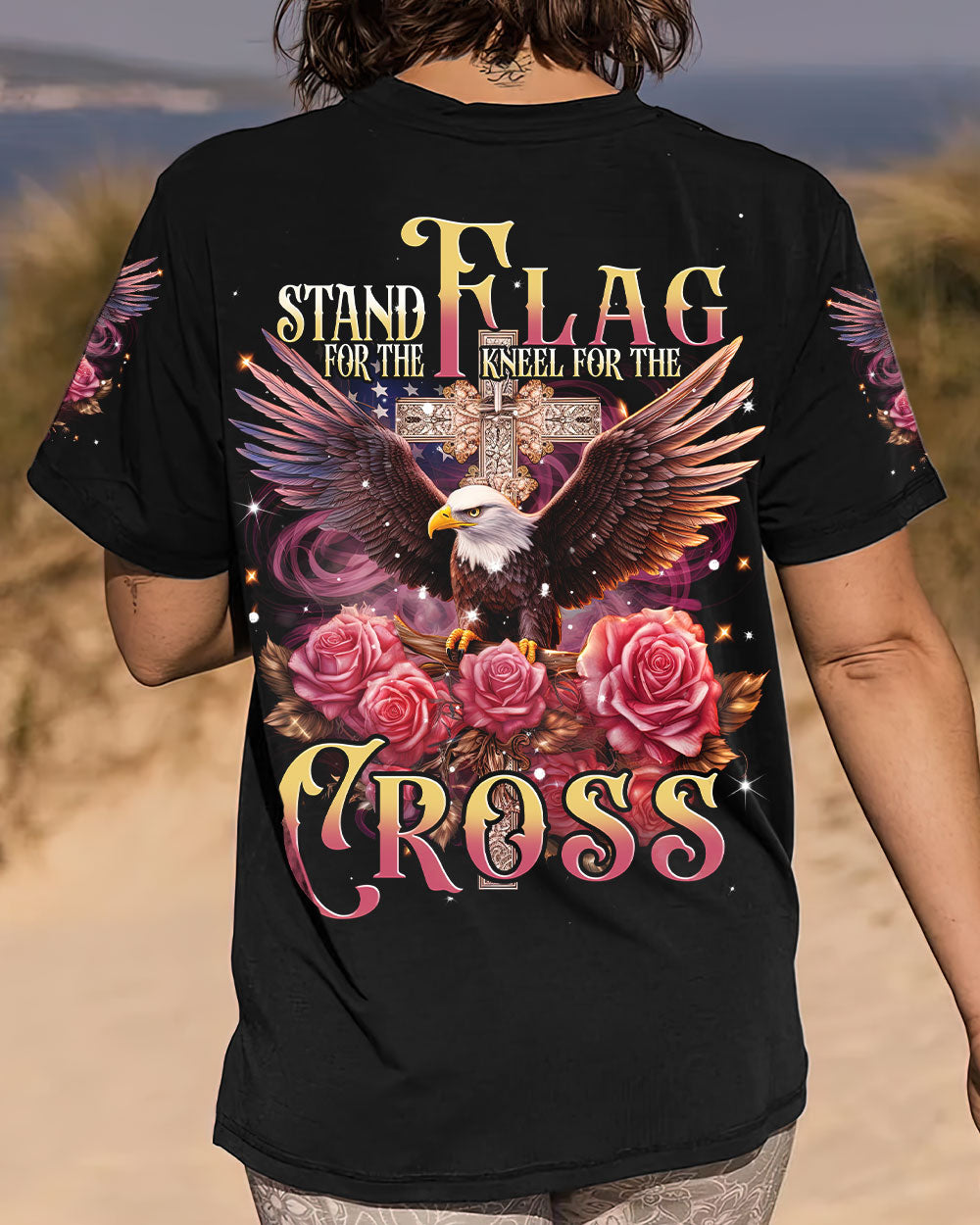 Stand For The Flag Kneel For The Cross Eagle Women's All Over Print Shirt - Tlnt2707234