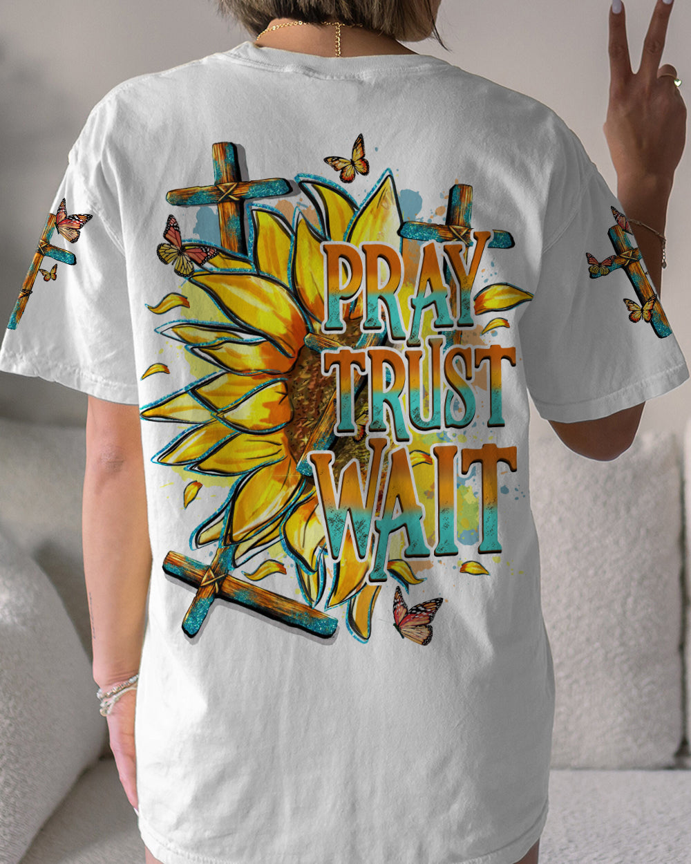 Pray Trust Wait Women's All Over Print Shirt - Tytd1007233