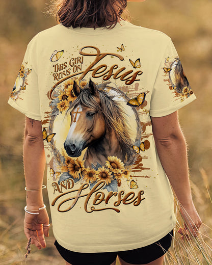 Runs On Jesus And Horses Women's All Over Print Shirt - Tlnt2909232