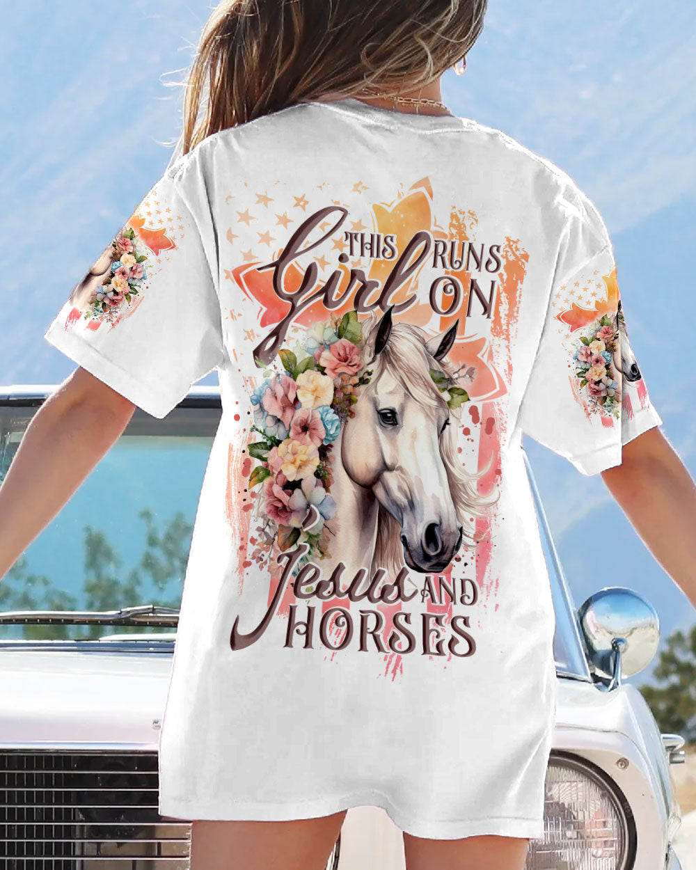 Runs On Jesus And Horses Women's All Over Print Shirt - Tlnt1907234