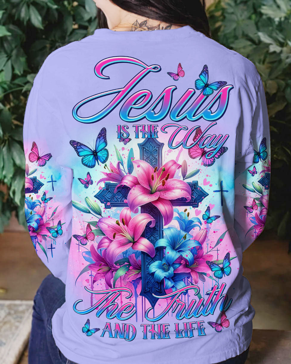 Jesus Is The Way Lilies Cross Women's All Over Print Shirt - Tltr3001241