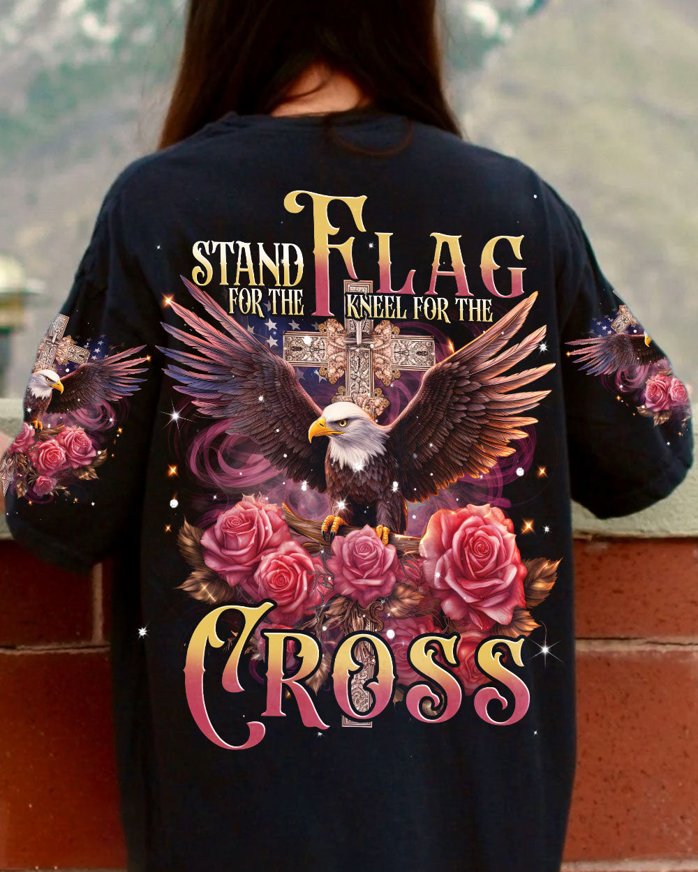 Stand For The Flag Kneel For The Cross Eagle Women's All Over Print Shirt - Tlnt2707234