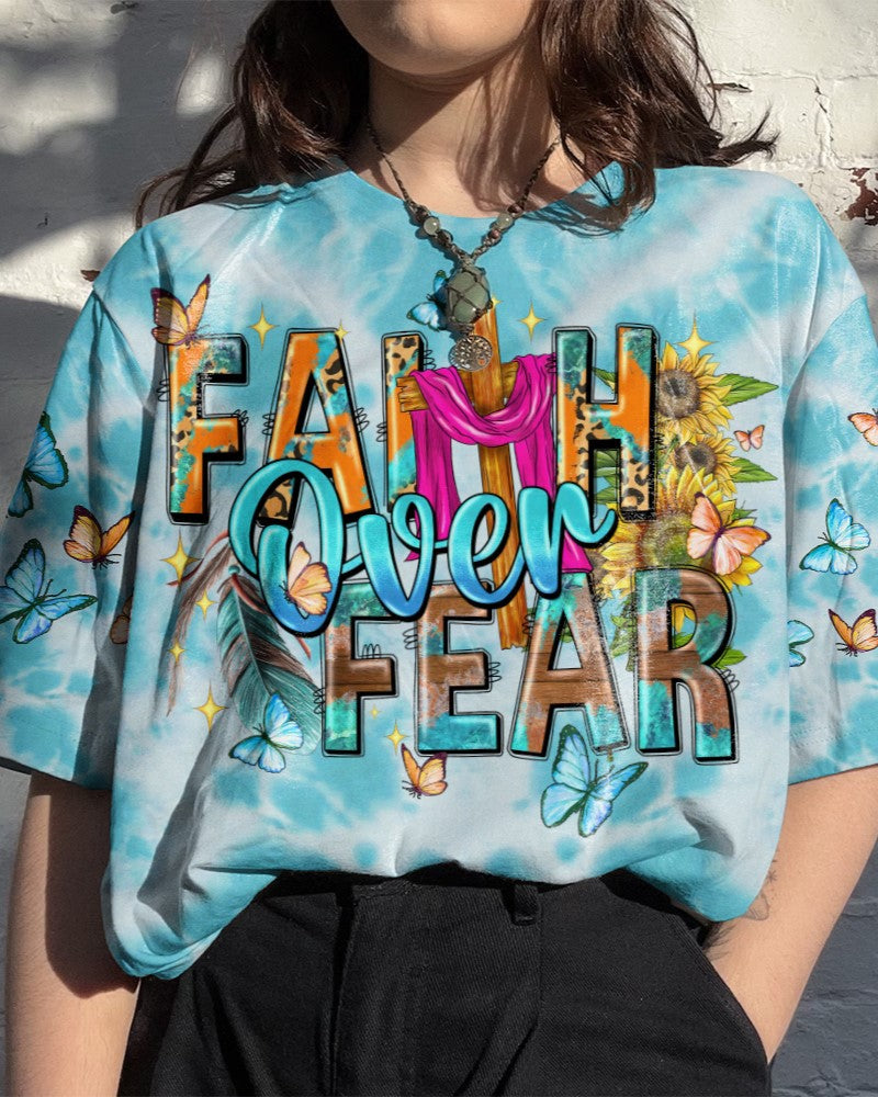 Faith Over Fear Tie Dye Women's All Over Print Shirt - Tytd0807233