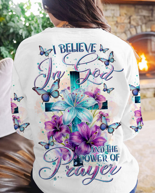 I Believe In God Lilies Flower Cross Women's All Over Print Shirt - Tltr0201243