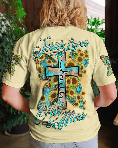 Jesus Loves This Hot Mess Women's All Over Print Shirt - Tytd2707231