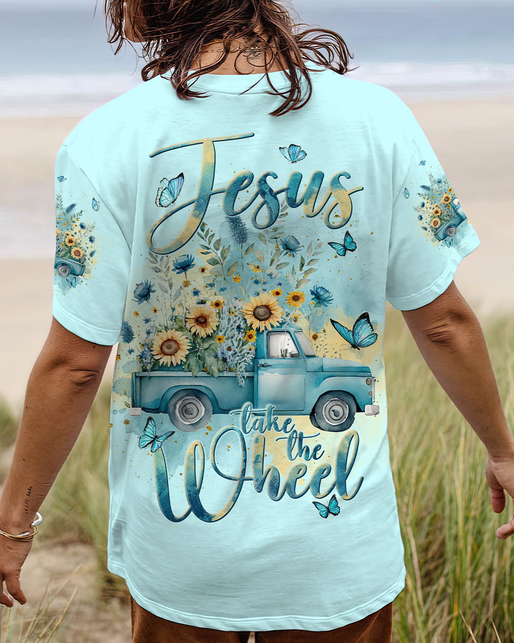 Jesus Take The Wheel Floral Truck Women's All Over Print Shirt - Tlnt2111233