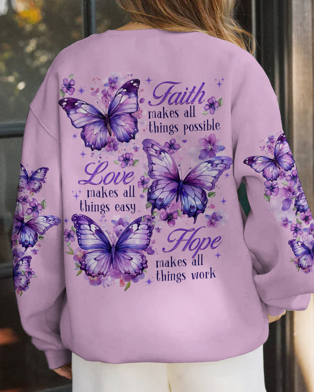 Faith Hope Love Butterflies Women's All Over Print Shirt - Tytd1208232