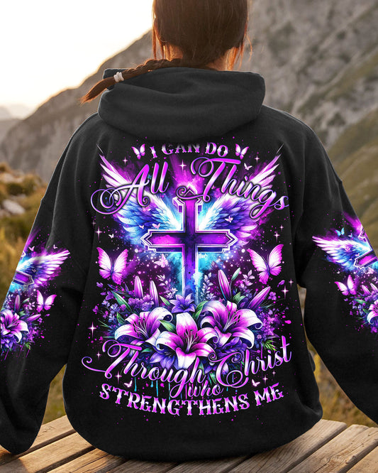 I Can Do All Things Cross Lilies Wings Women's All Over Print Shirt - Tlno1501243