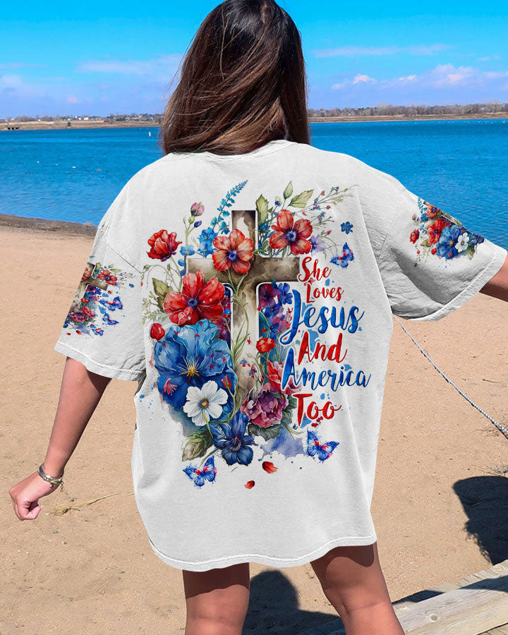 She Loves Jesus And America Too Women's All Over Print Shirt - Tltw2407233