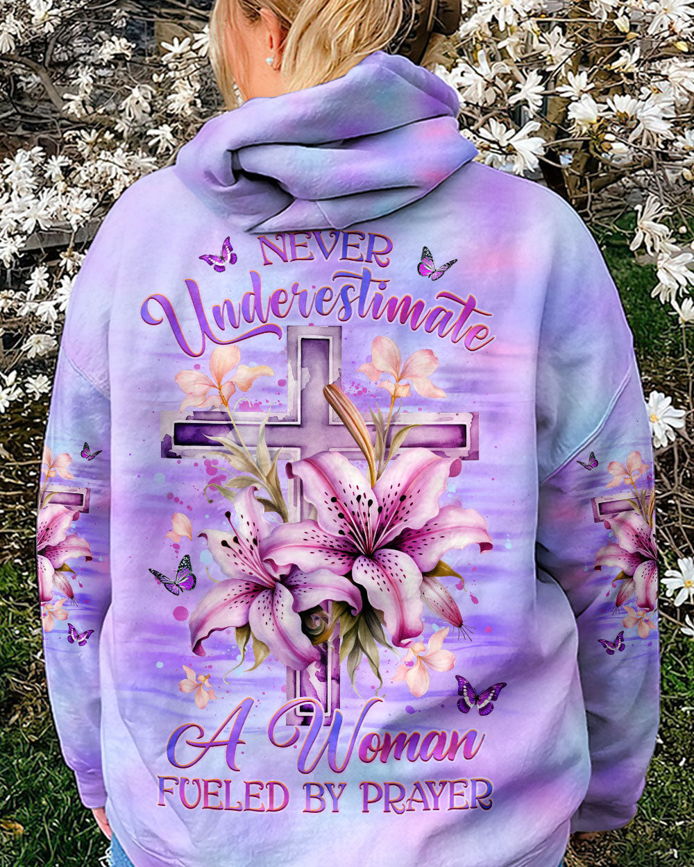 Never Underestimate A Woman Fueled By Prayer Women's All Over Print Shirt - Yhhg2408233