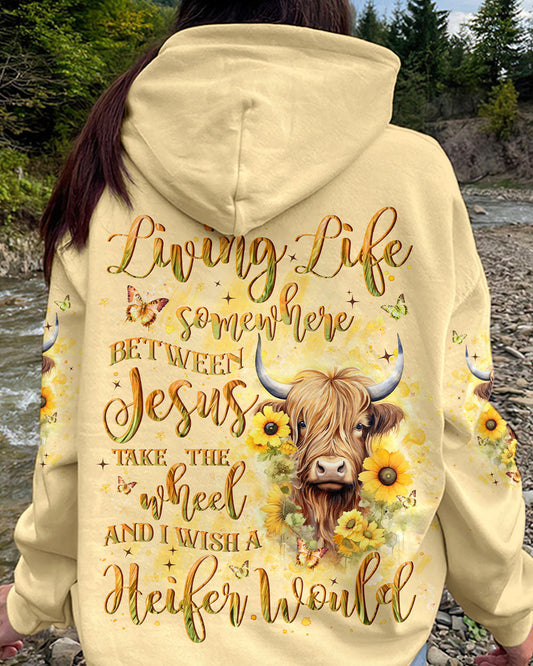 Living Life Somewhere Between Jesus Heifer Women's All Over Print Shirt - Yhln2702242