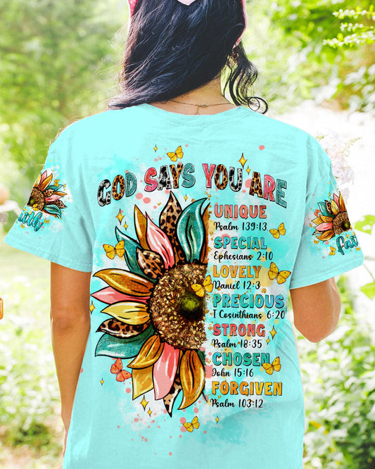 God Says You Are Sunflower Women's All Over Print Shirt - Tltw0803244