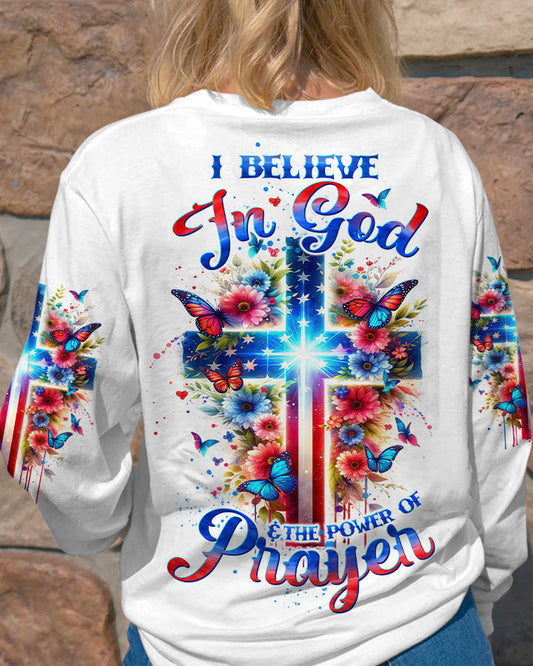 I Believe In God Cross Floral Women's All Over Print Shirt - Tltw0602244