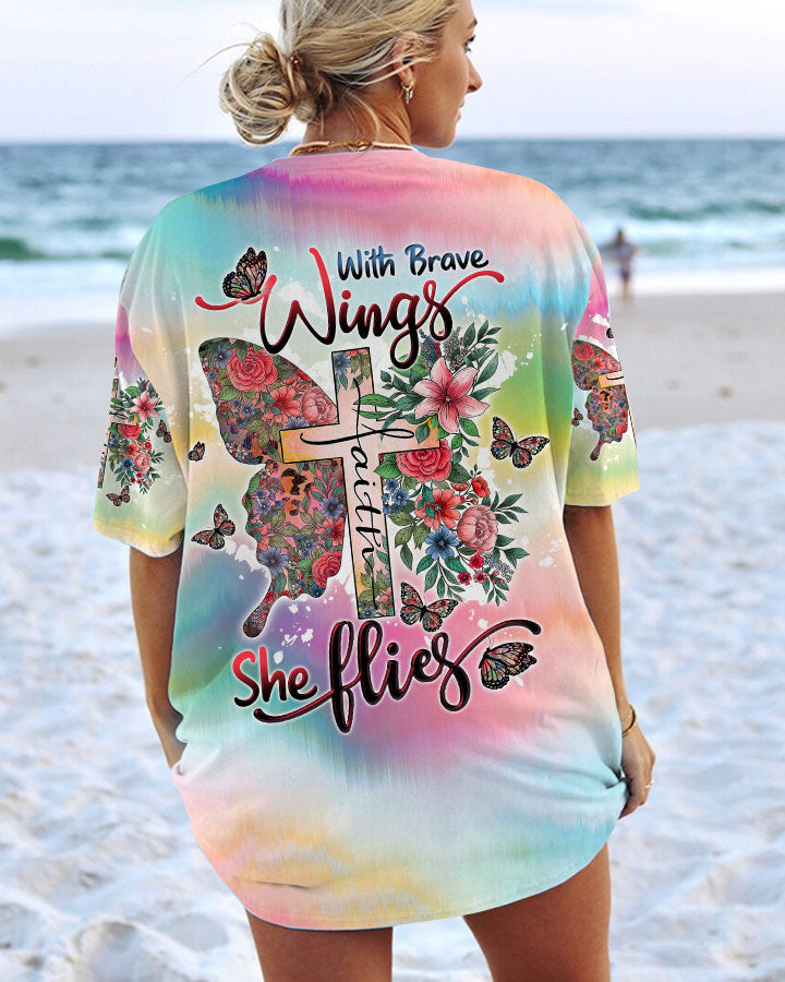 With Brave Wings She Flies Women's All Over Print Shirt - Tltw1307234