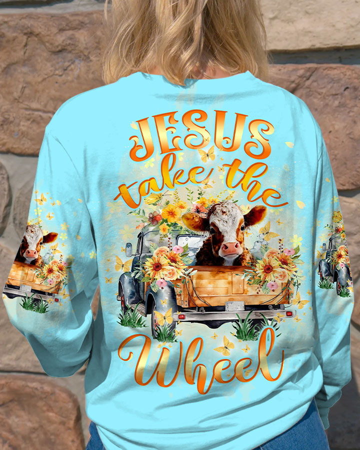 Jesus Take The Wheel Cow Truck Women's All Over Print Shirt - Tltw0512234