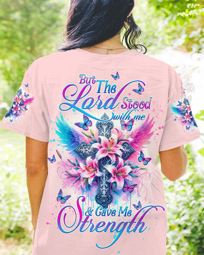 Lord Stood With Me Cross Wings Lilies Women's All Over Print Shirt - Tltw0202244