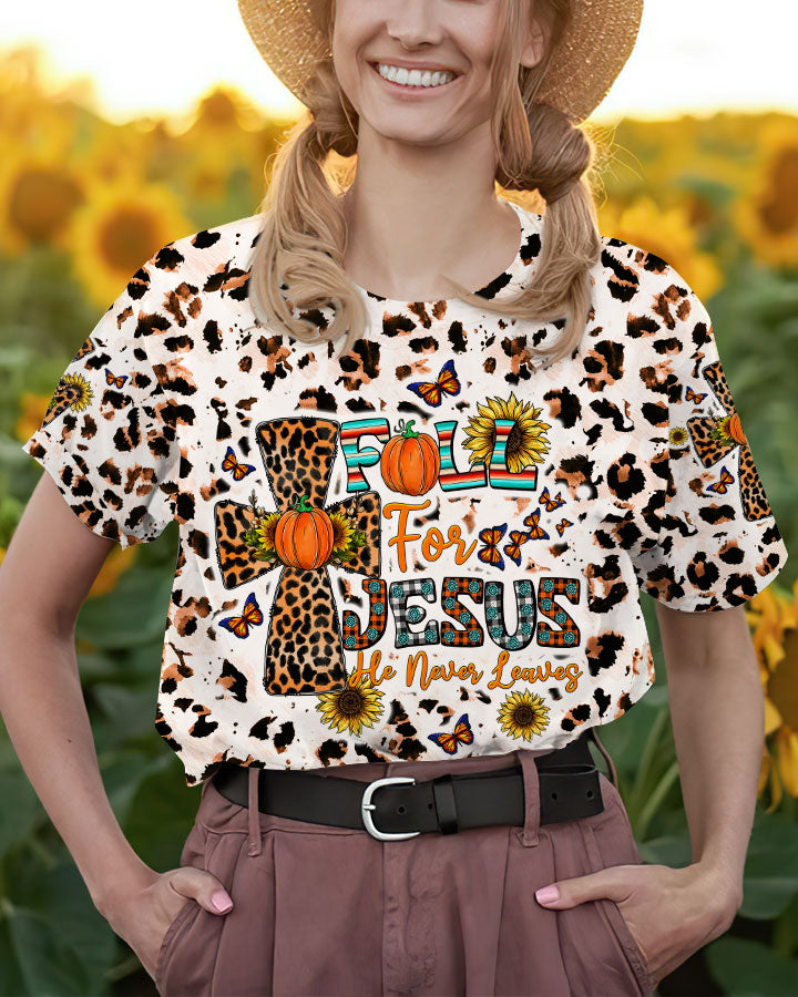 Fall For Jesus Autumn Leopard Women's All Over Print Shirt - Tltw0308234