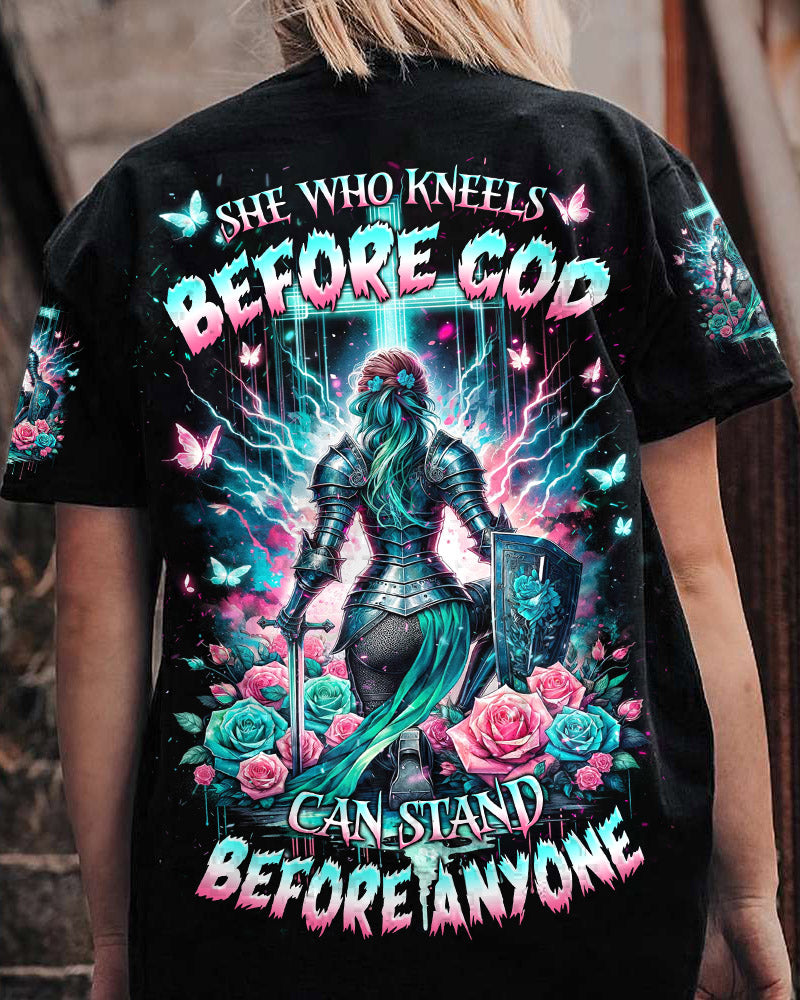 She Who Kneels Before God Warrior Women's All Over Print Shirt - Tlnz1801241