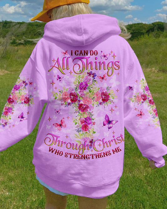 I Can Do All Things Through Christ Flower Cross Women's All Over Print Shirt - Tlno1312234