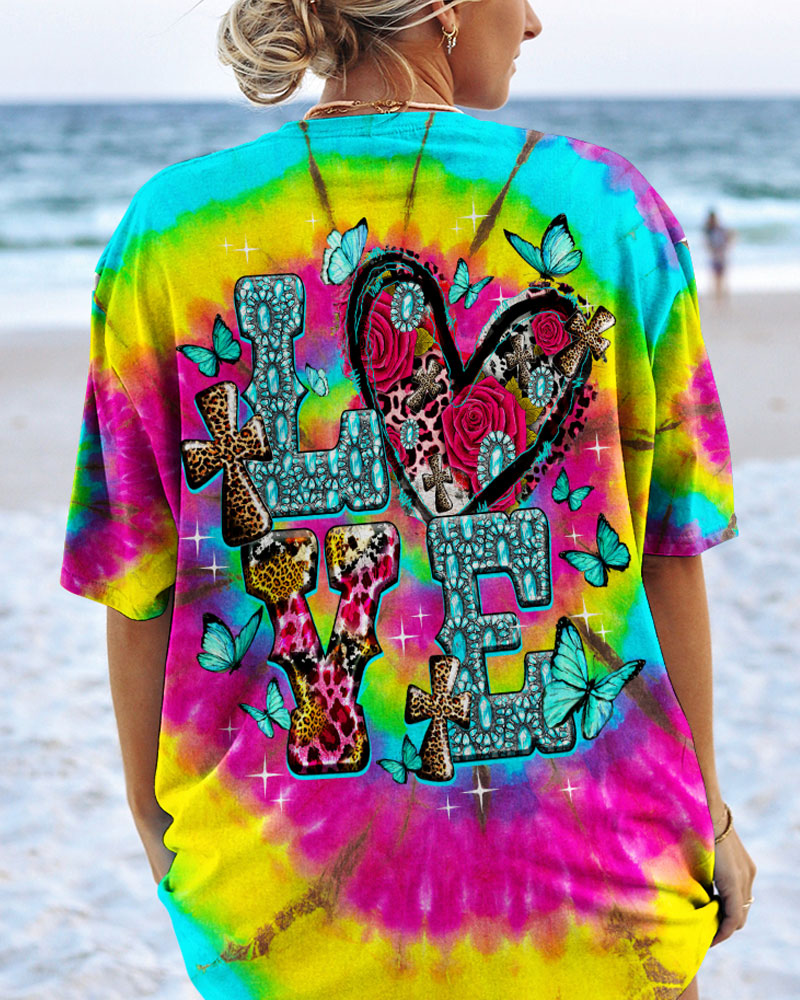 Love Cross Tie Dye Women's All Over Print Shirt - Ty1007232