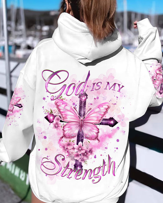 God Is My Strength Cross Butterfly Women's All Over Print Shirt - Yhkd2211231