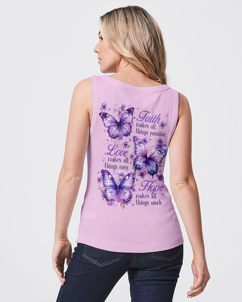 Faith Hope Love Butterflies Women's All Over Print Shirt - Tytd1208232