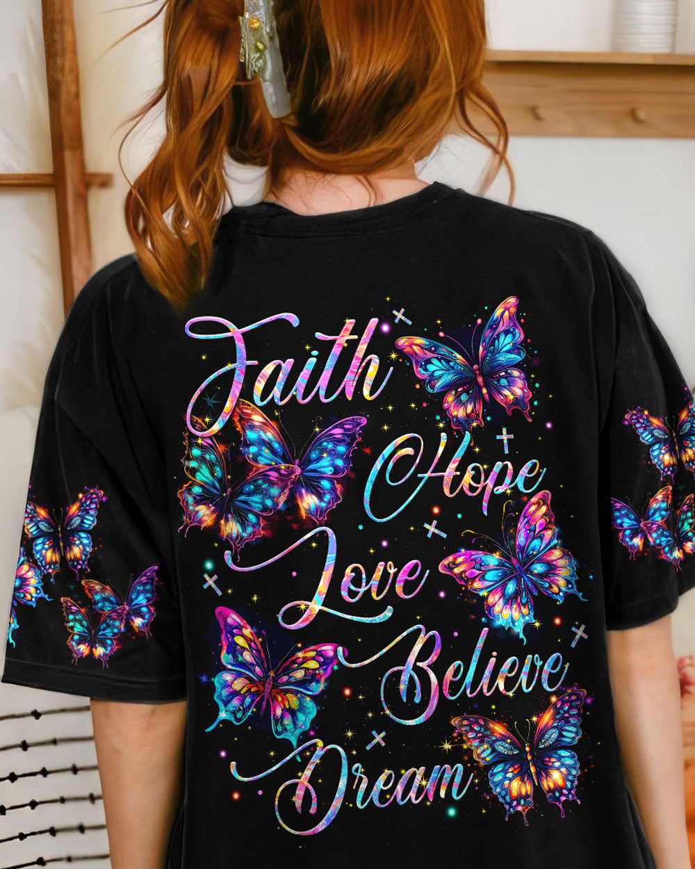 Faith Hope Love Butterflies Women's All Over Print Shirt - Tytm1807232