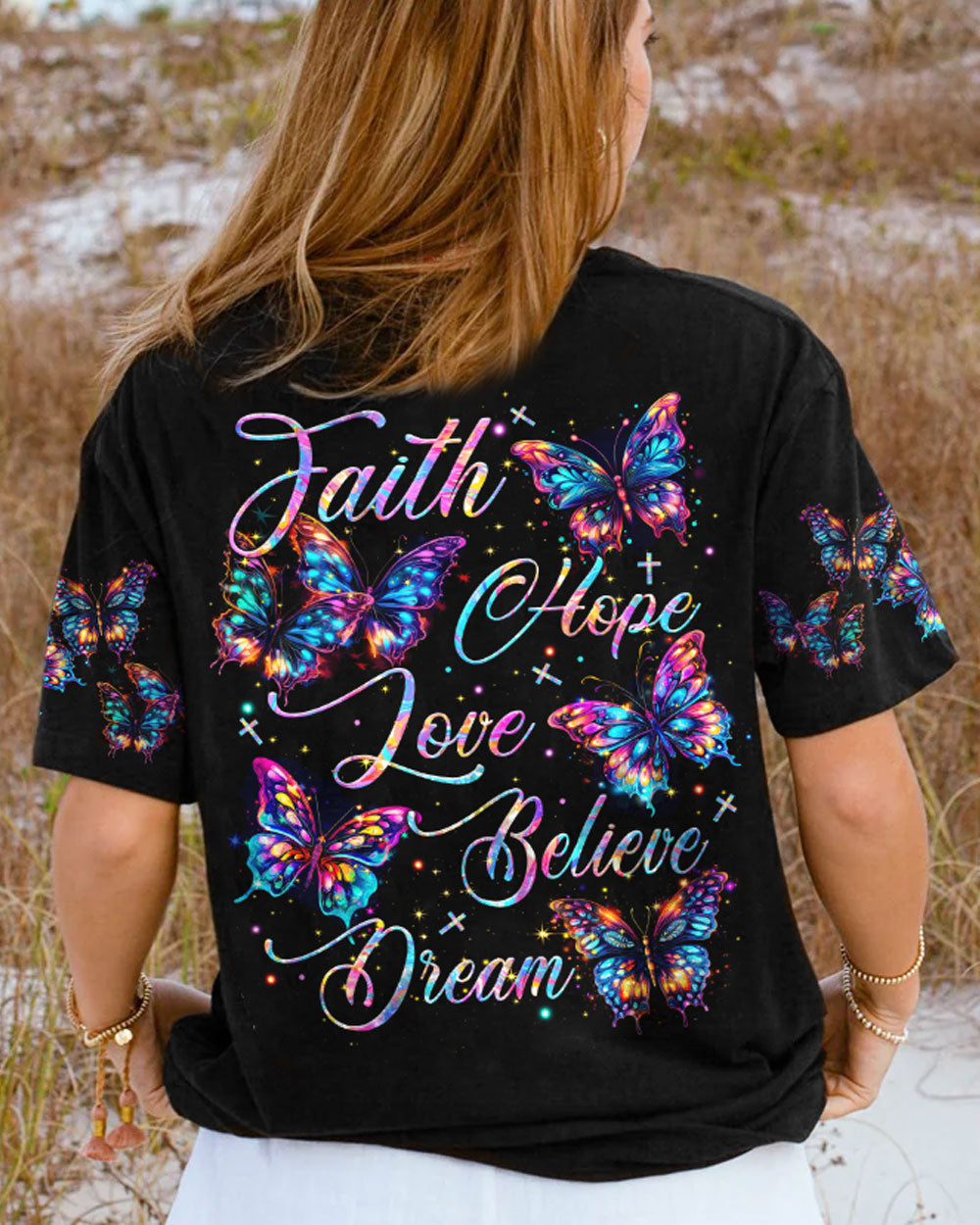 Faith Hope Love Butterflies Women's All Over Print Shirt - Tytm1807232