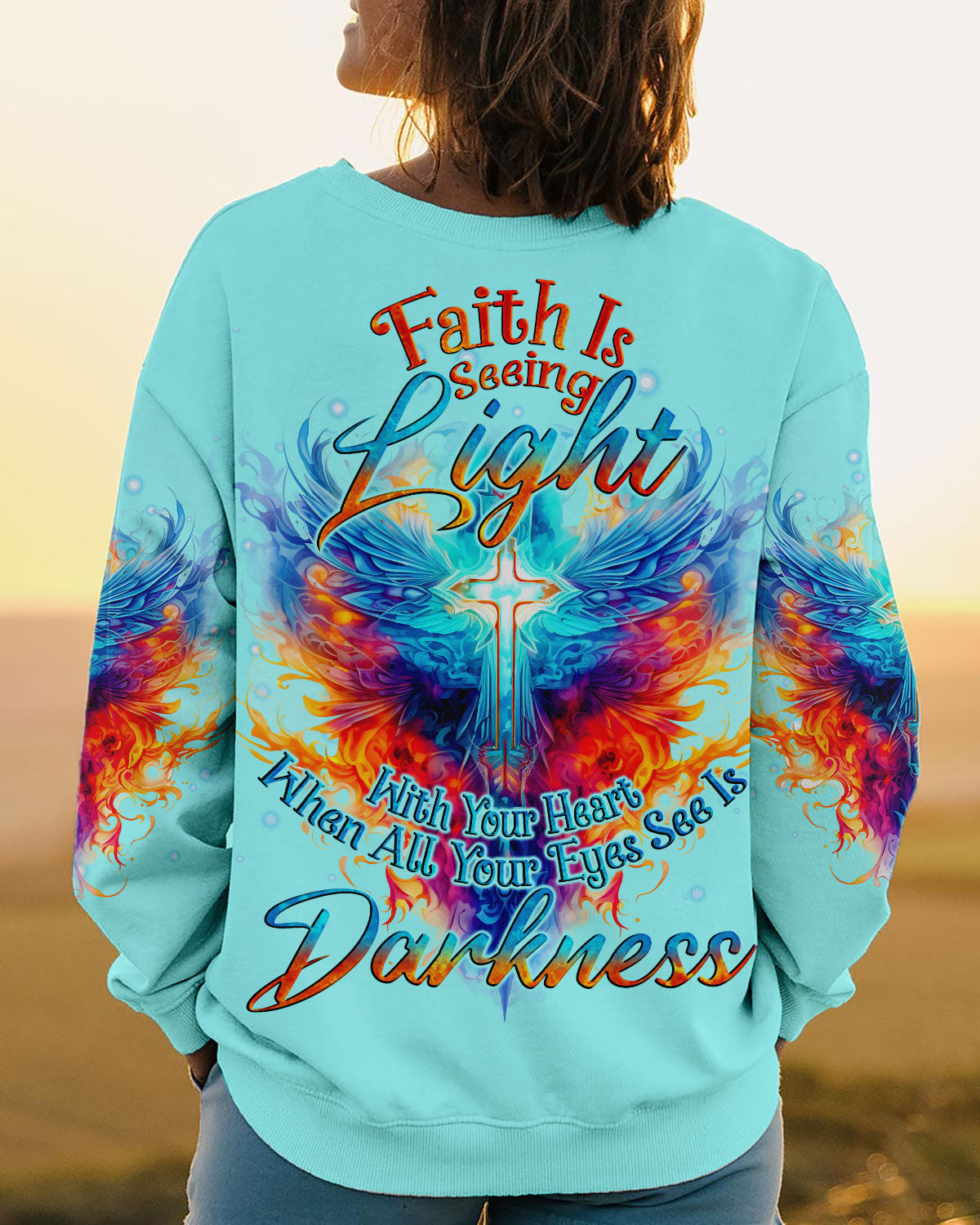 Faith Is Seeing Light Wings Women's All Over Print Shirt - Tlno2308234