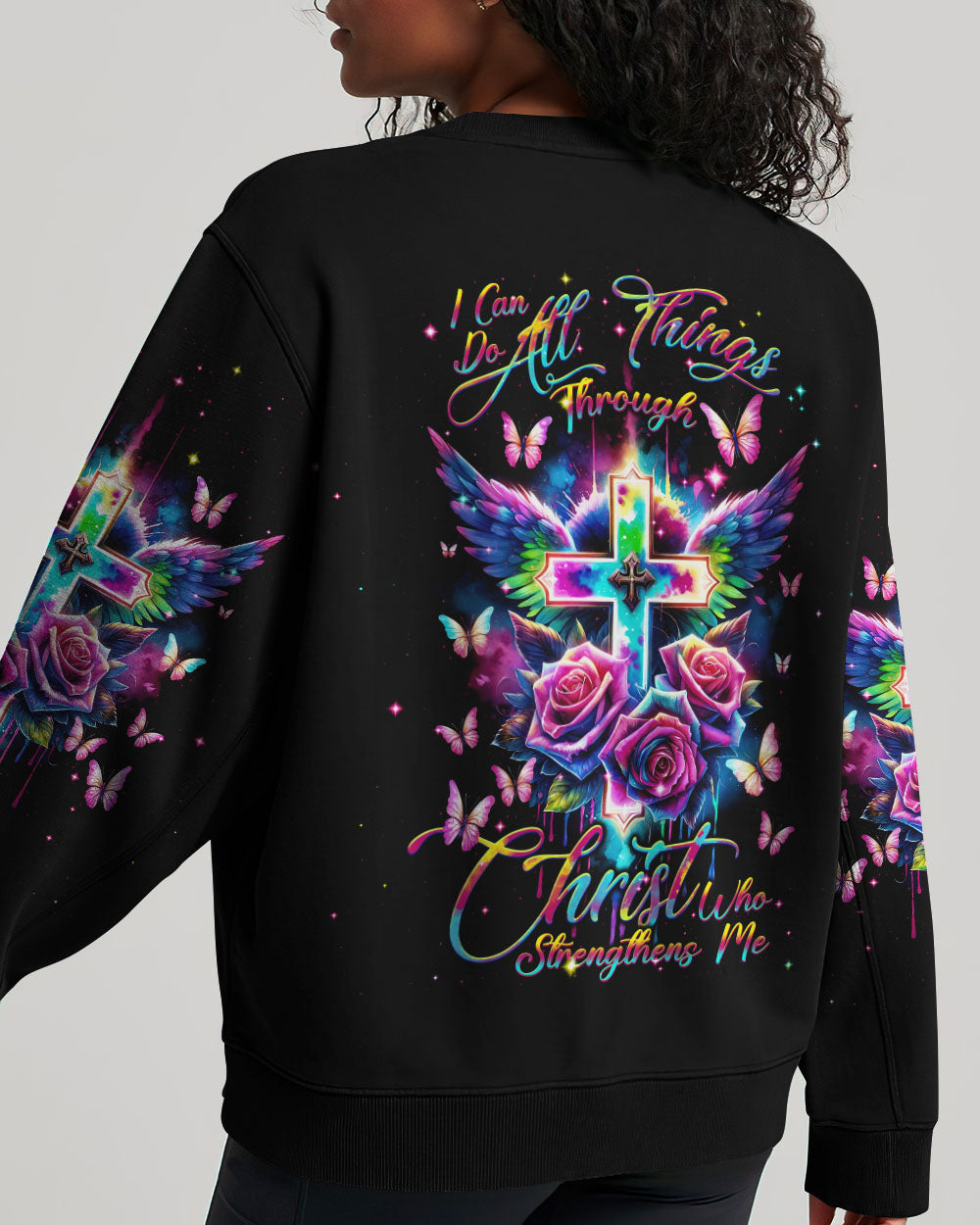 I Can Do All Things Through Christ Wings Colorful Women's All Over Print Shirt - Tlnt2812231