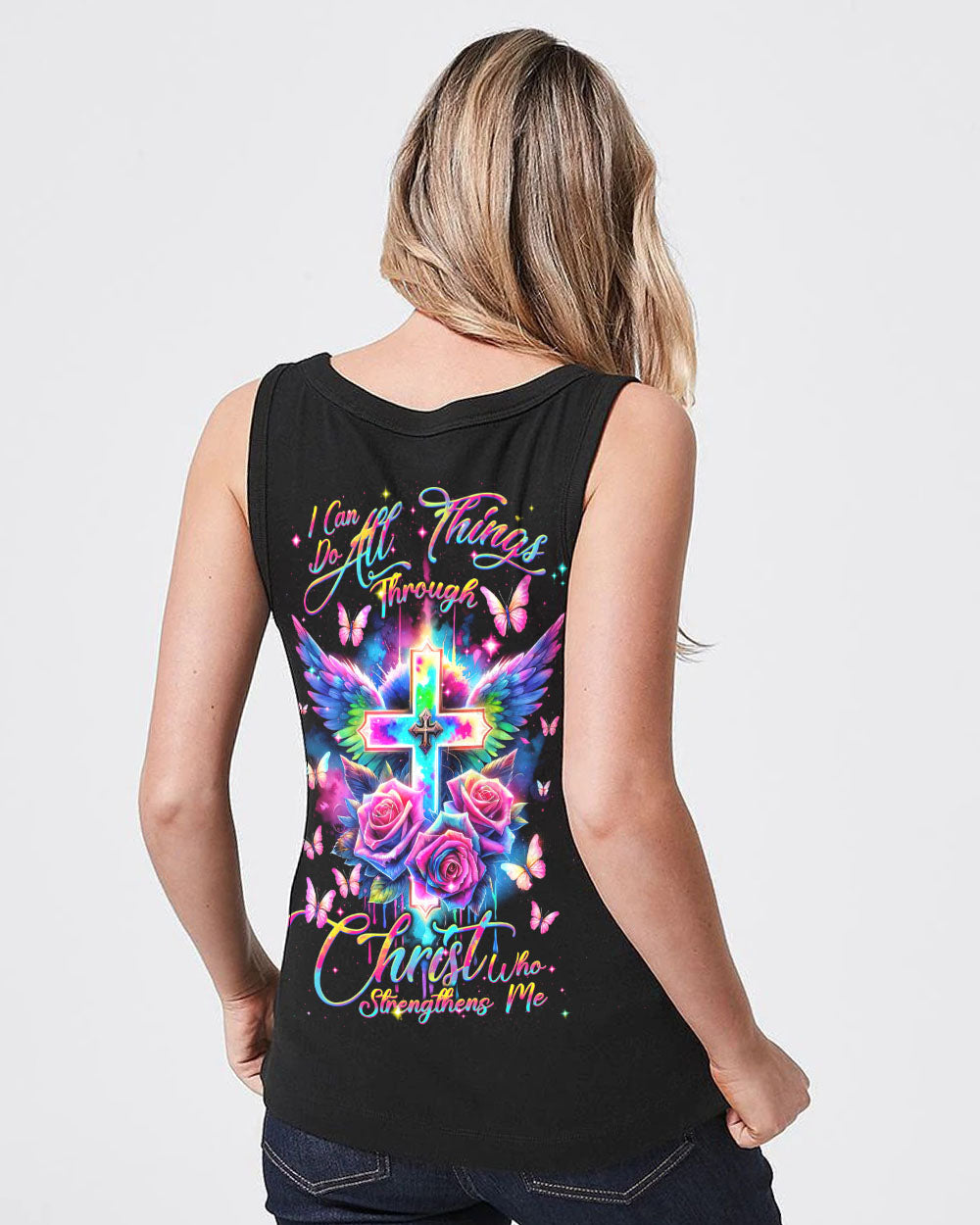 I Can Do All Things Through Christ Wings Colorful Women's All Over Print Shirt - Tlnt2812231