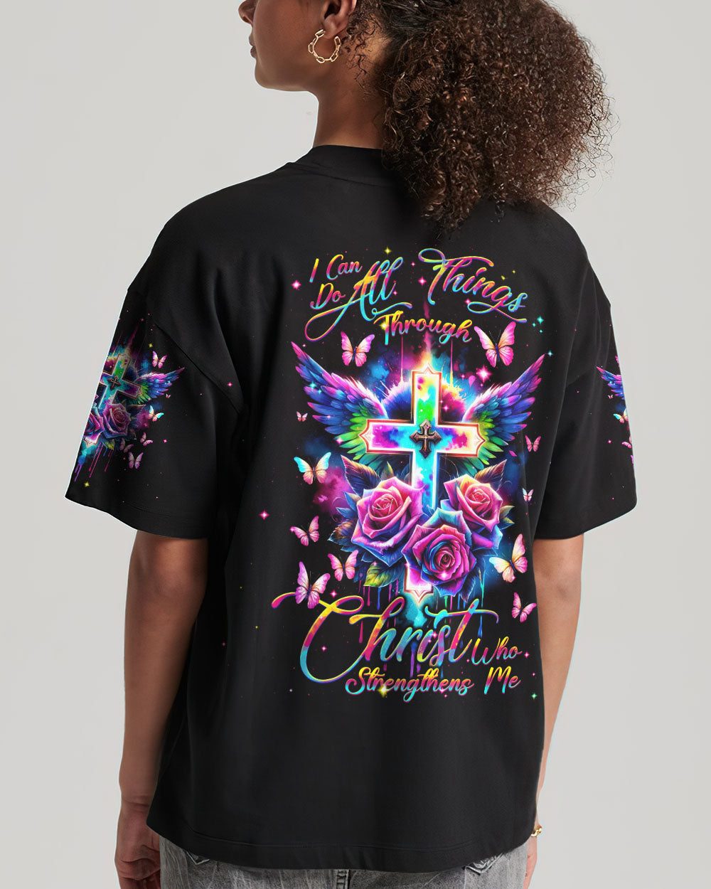 I Can Do All Things Through Christ Wings Colorful Women's All Over Print Shirt - Tlnt2812231