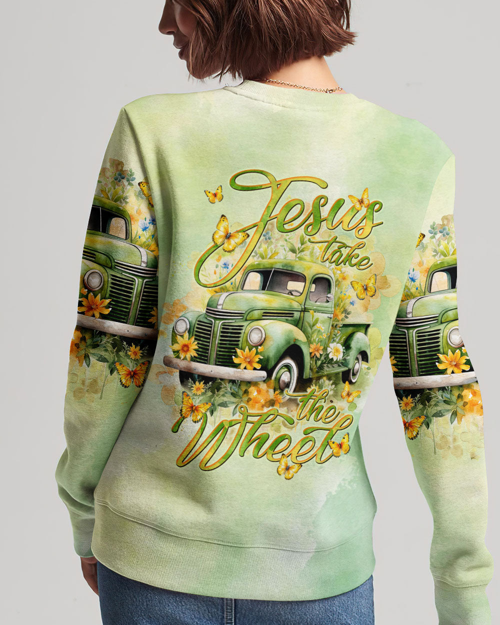 Jesus Take The Wheel Truck Flower Women's All Over Print Shirt - Tlnt2912233