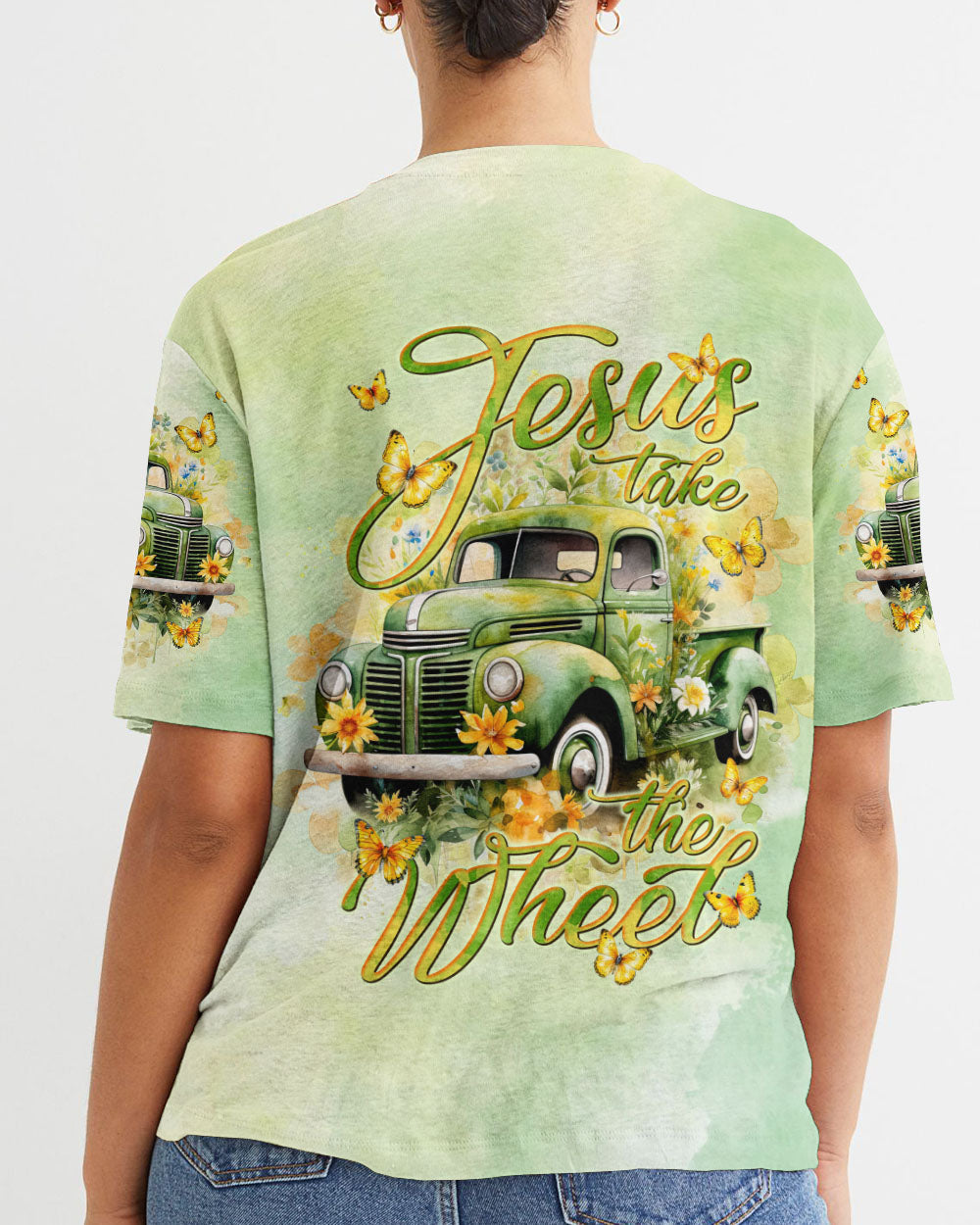 Jesus Take The Wheel Truck Flower Women's All Over Print Shirt - Tlnt2912233